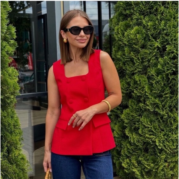 NWT Zara 2-Piece Set Lined Button Vest and Pants With Slit - Picture 3 of 16